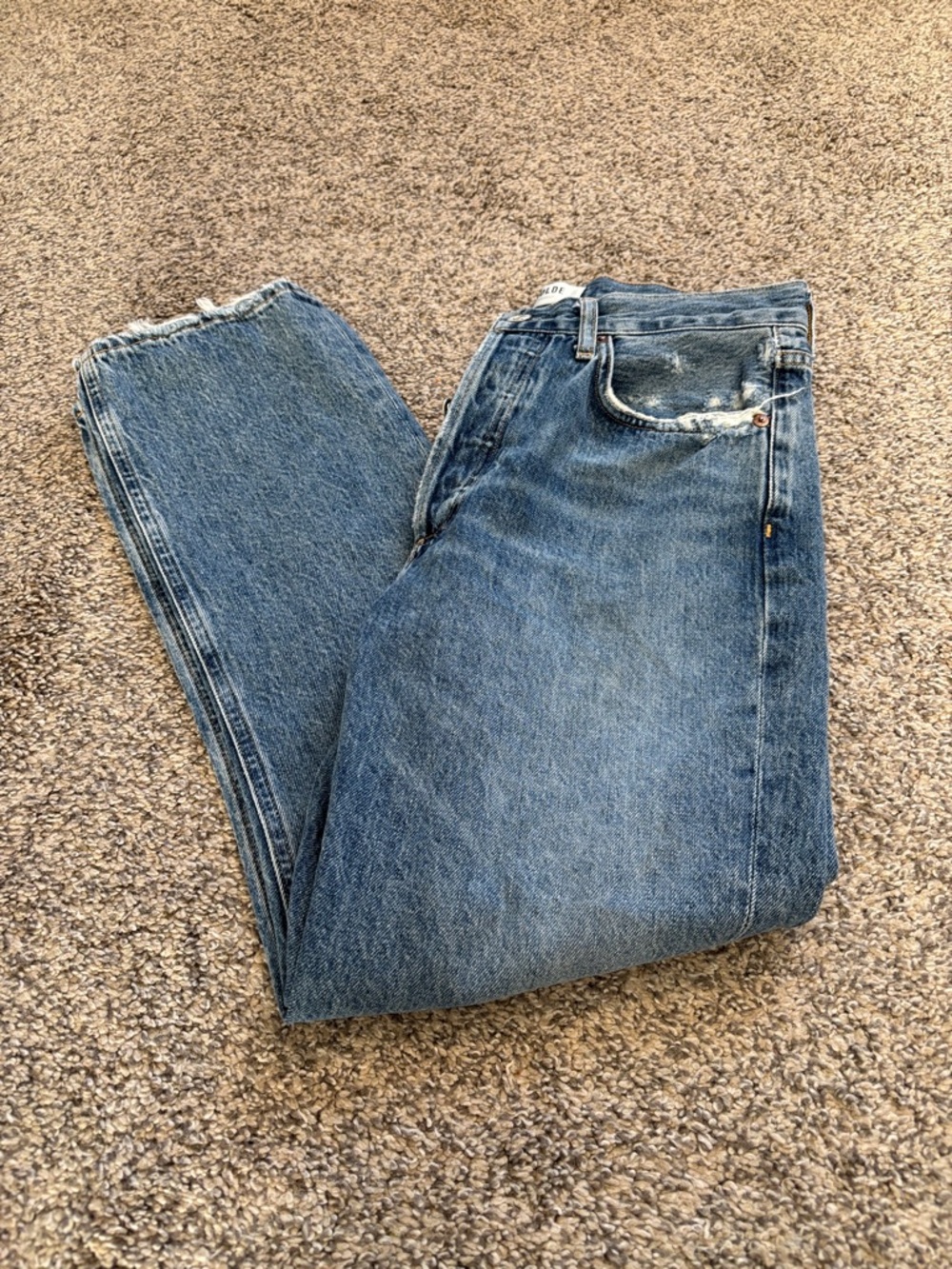 Agolde Vintage Blue High-Rise Cropped Jeans